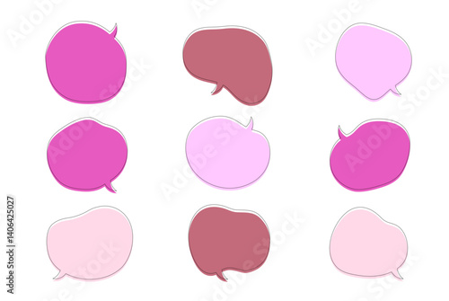 女性向けの優しいピンク色のゆるい形の吹き出しのセット