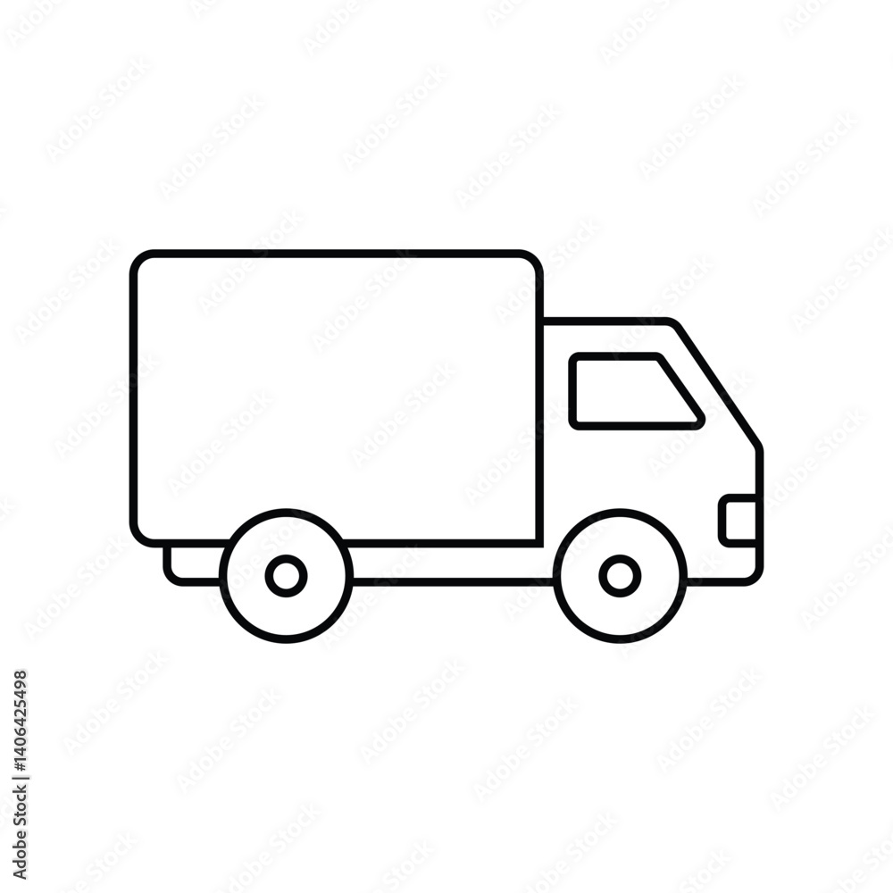 delivery truck line icon vector on white background. delivery truck line icon vector on white background.