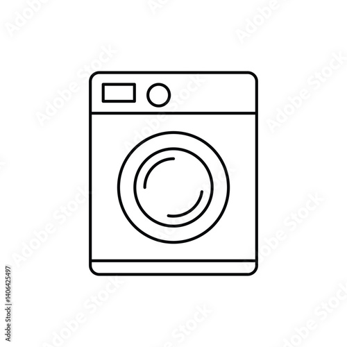 Washing Machin line art icon vector on white background. Laundry, appliance icon .