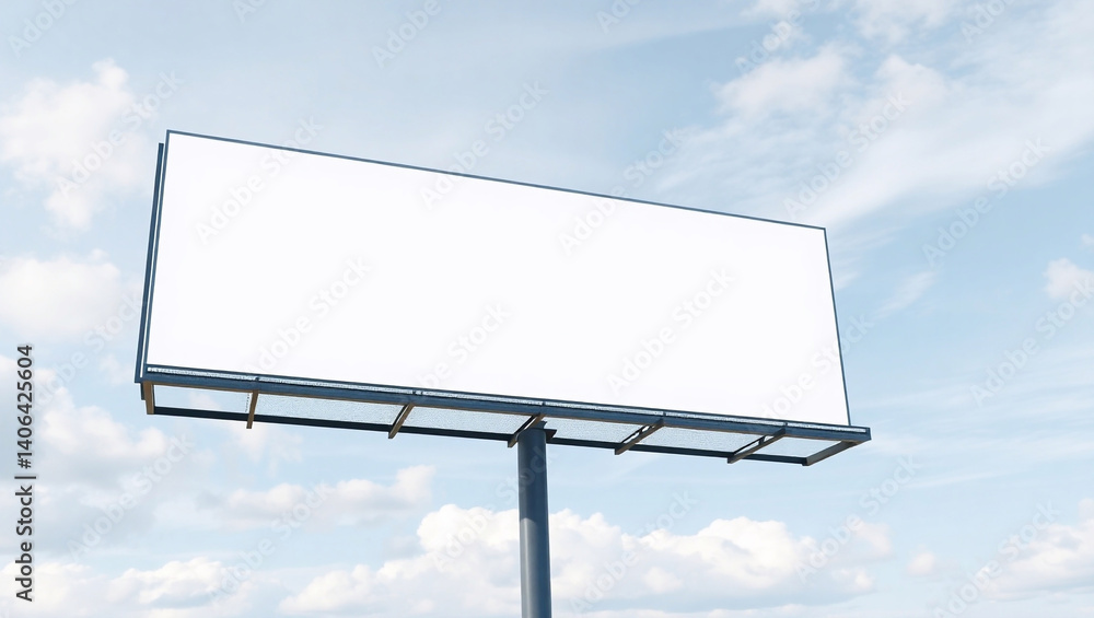 Blank Billboard on Sky Background, Mockup Billboard Blank Billboard on Sky Background, Mockup Billboard