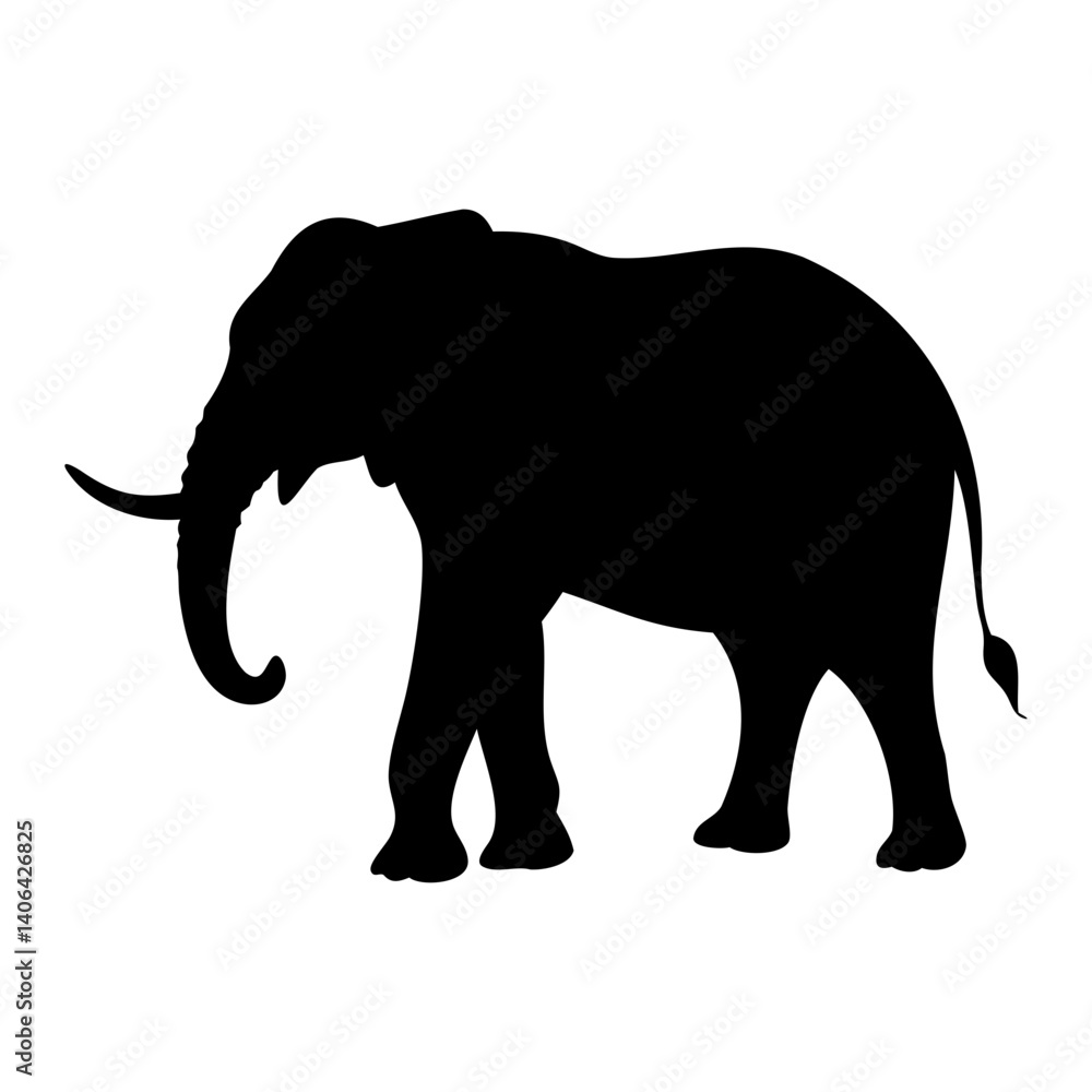 Fototapeta premium Elephant Silhouette Vector Black Design on Clear Background