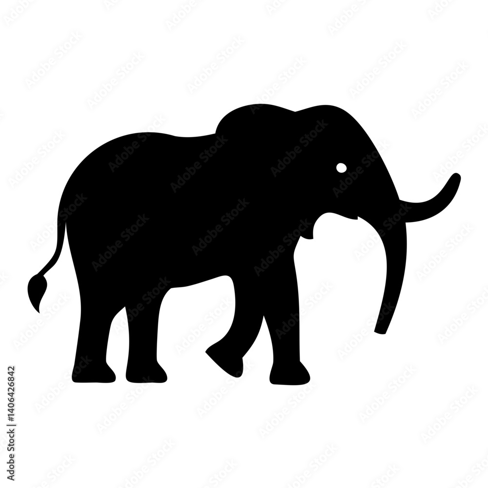 Fototapeta premium Elegant Elephant Vector Silhouette in Black Isolated on Transparent Background