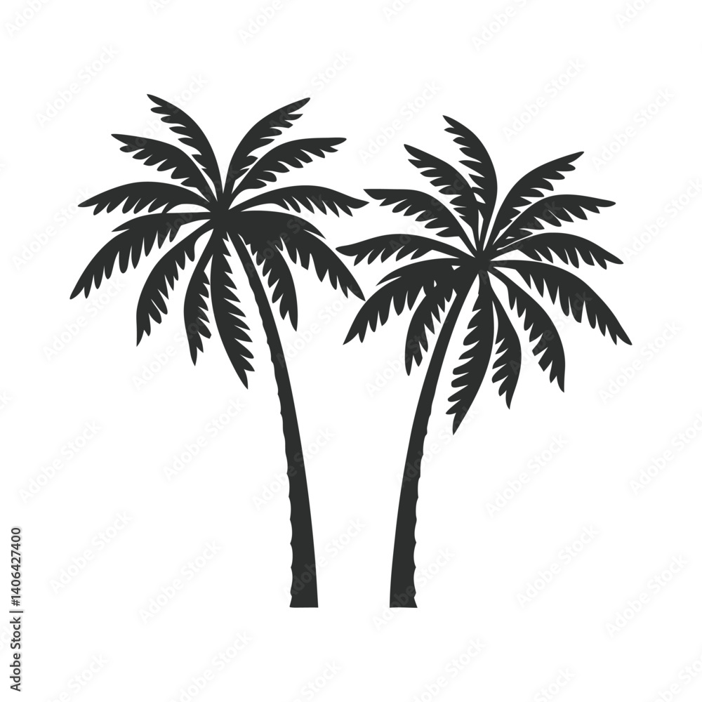 Coconut Palm Tree with Tropical Leaves Vector Illustration Coconut Palm Tree with Tropical Leaves Vector Illustration