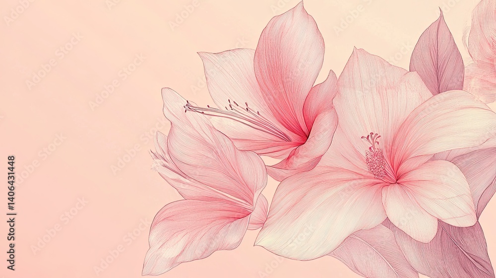 Naklejka premium Delicate Pink Flowers on a Soft Pink Background