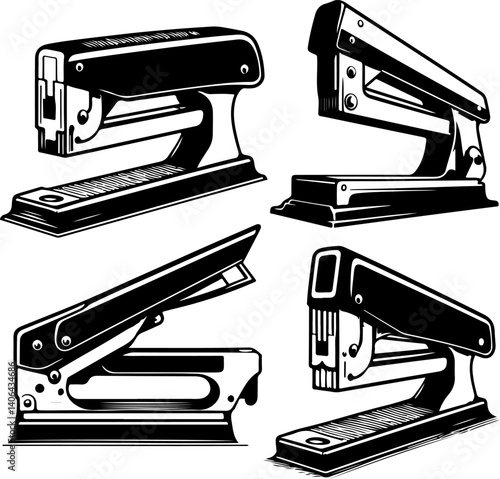 Staple gun, black isolated silhouette