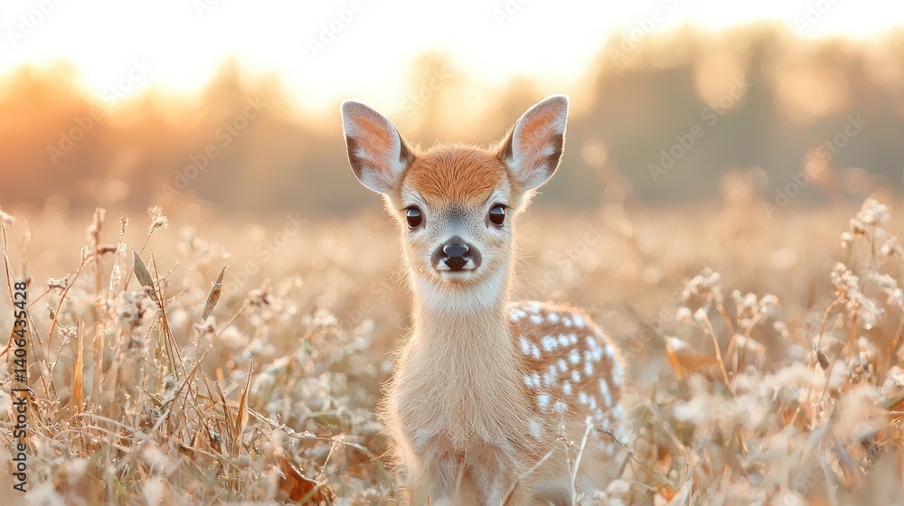 Young deer in golden sunset meadow peaceful wildlife nature photography Young deer in golden sunset meadow peaceful wildlife nature photography