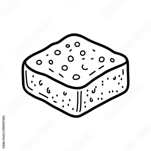 Cartoon Square Sponge With Holes On Transparent Background Doodle