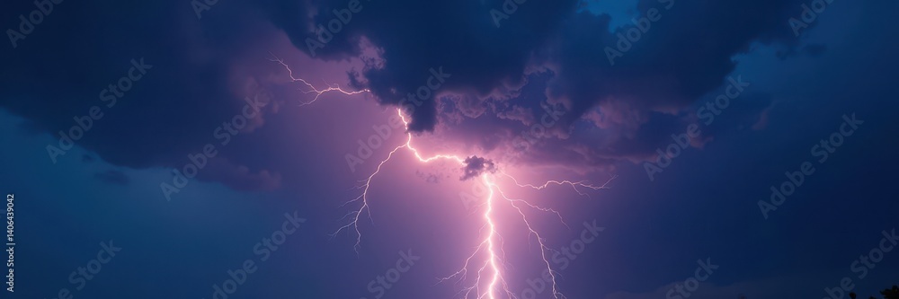 Dark clouds, jagged lightning illuminates rain, nature photography, heavy rain Dark clouds, jagged lightning illuminates rain, nature photography, heavy rain