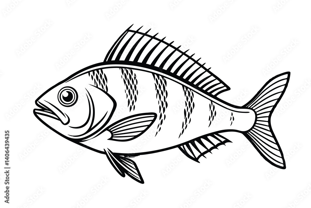 Fototapeta premium Fish vector silhouette on a white background