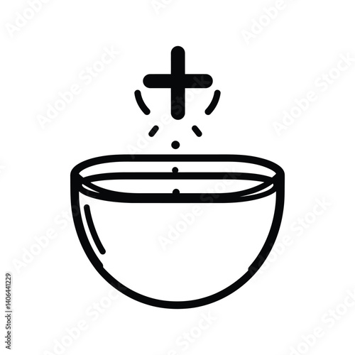 Christian Cross over Bowl Outline on Transparent Background