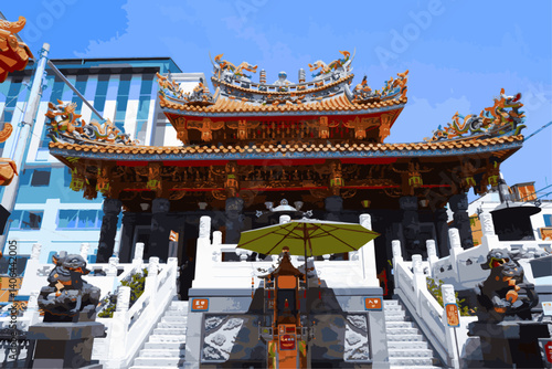 三国志の英雄で商売の神様、関羽を祀った、横浜中華街のシンボル、関帝廟
