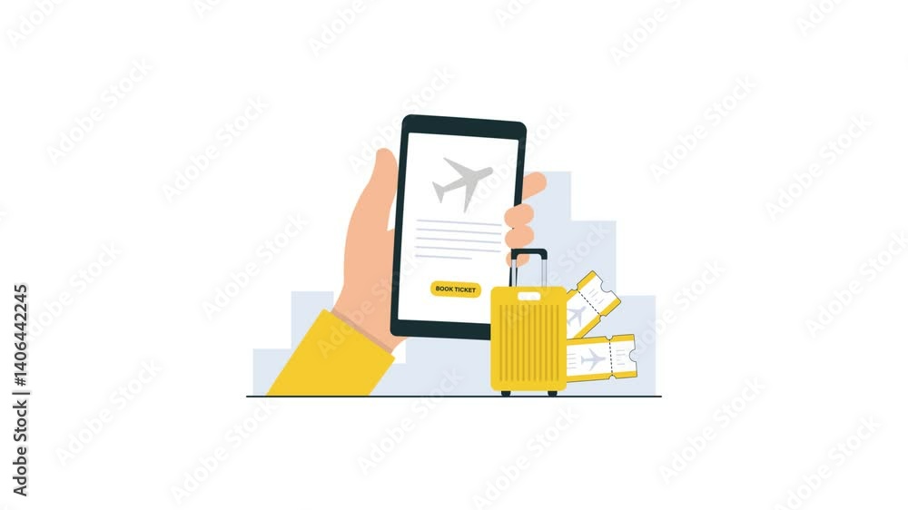4k Online Ticket Booking Concept Animation Video