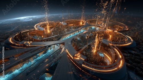 Underwater Futuristic City View Under Shower