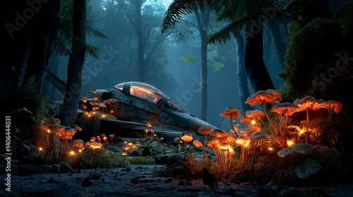 Generic Alien Jungle Moment Crashed Glowing Mushrooms