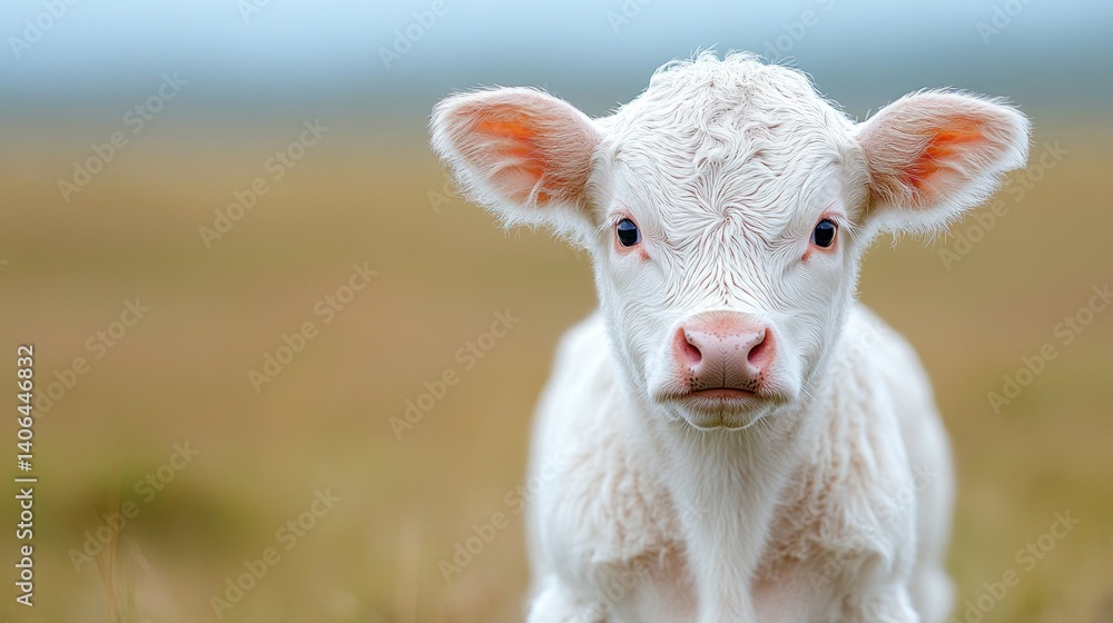 Obraz premium Innocent calf in a field