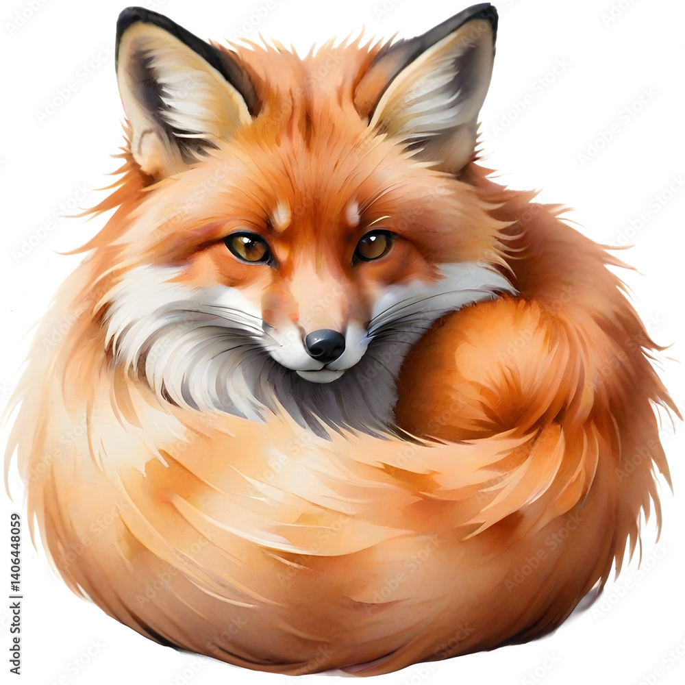 Fototapeta premium red fox curled up