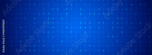 Blue glowing grid background. Cross dots tech square network backdrop. Abstract checkered dashboard pattern for science, technology, business, healthcare, medicine design template. Vector wallpaper