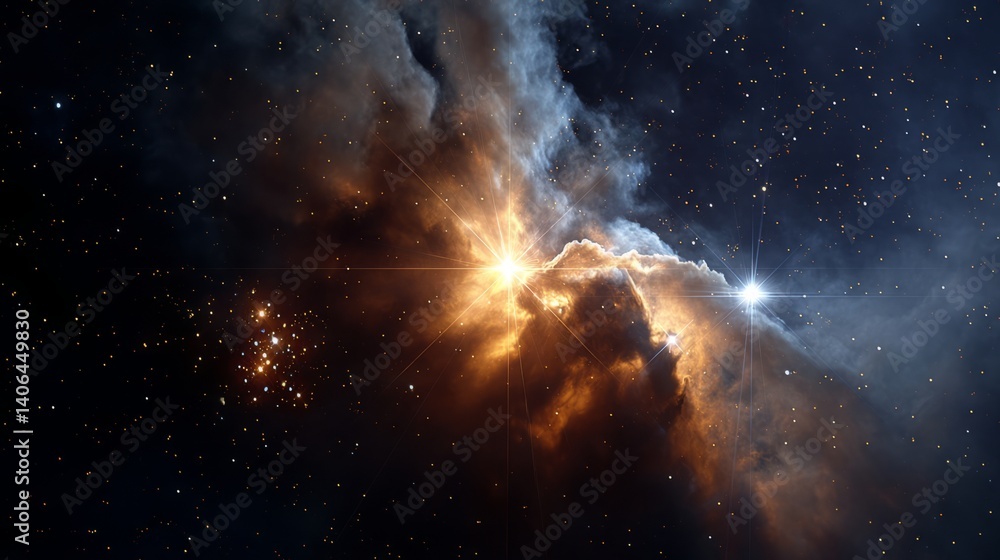 Fototapeta premium Generic Glowing Nebula Perspective Distance