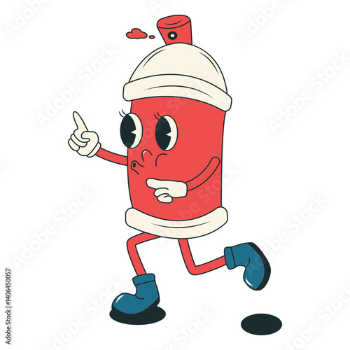 Spray Paint Cans Character with Vintage Cartoon Design Style. Vector Illustration