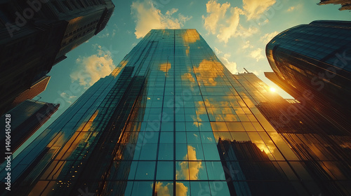 Wallpaper Mural Modern glass skyscraper reflecting sky and clouds beautifully Torontodigital.ca