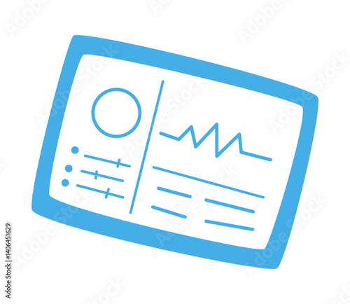 データが表示されたタブレットのイラスト　ベクター
