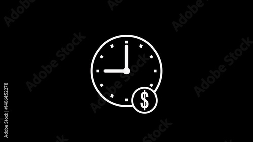 Time management icon. productive time icon. clock with dollar icon. Productive time icon, 4k video.