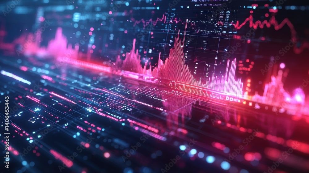 A vibrant digital visualization showcasing data analysis with colorful graphs and patterns representing statistics and technology trends. A vibrant digital visualization showcasing data analysis with colorful graphs and patterns representing statistics and technology trends.