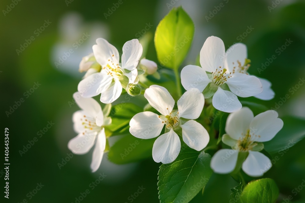 Delicate white blossoms in spring sunlight Delicate white blossoms in spring sunlight