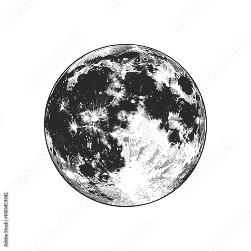 Detailed of Moon Surface Texture with Craters and Shadowing