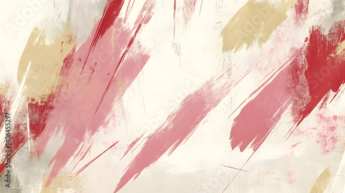 Abstract Red, Pink, Beige Strokes Art
