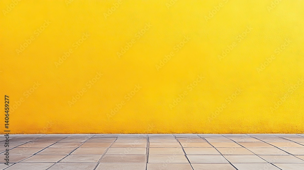 Fototapeta premium Yellow Wall and Grey Pavement Background