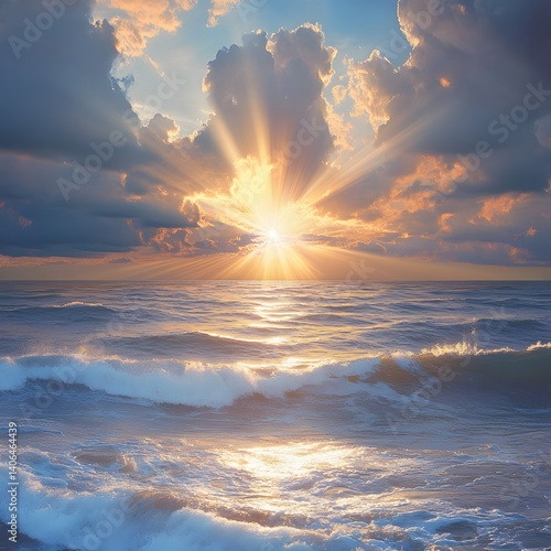 Dramatic Sunset Over a Tumultuous Sea