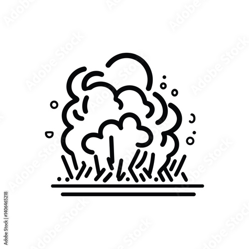 Explosion Smoke Cloud Icon with Debris and Dust on Transparent Background