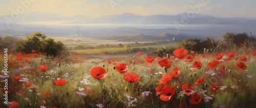 Obraz na płótnie Field of Red Poppies w salonie