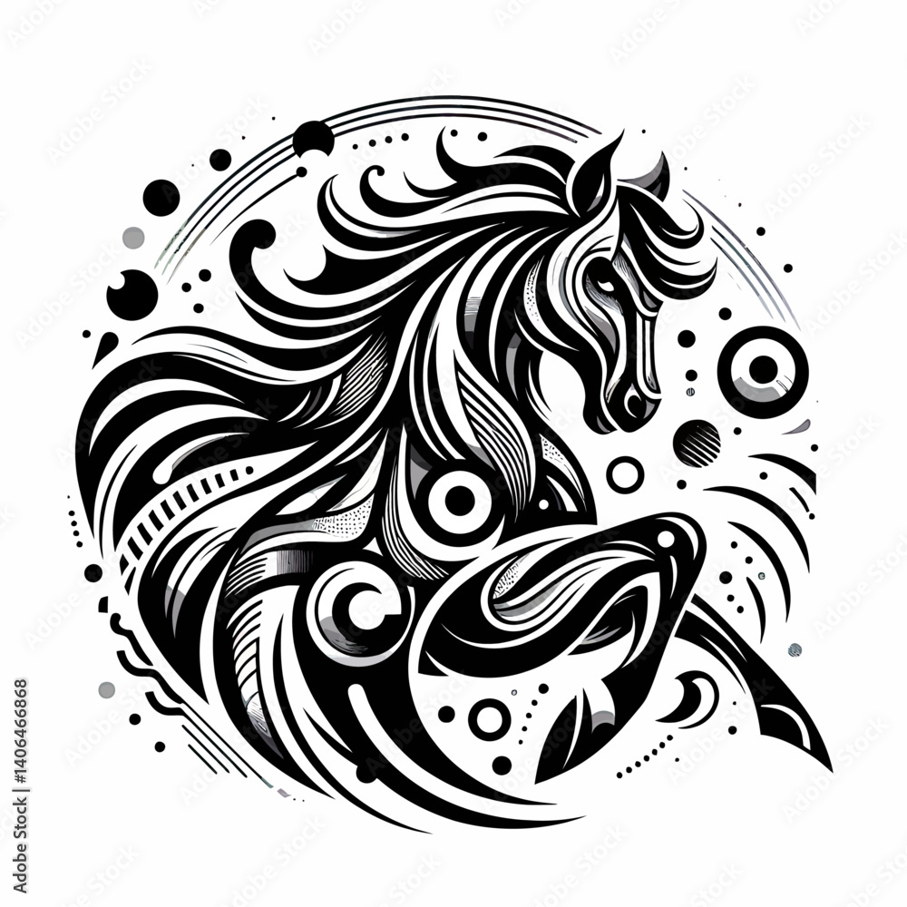 Fototapeta premium Abstract and artistic vector file of a horse