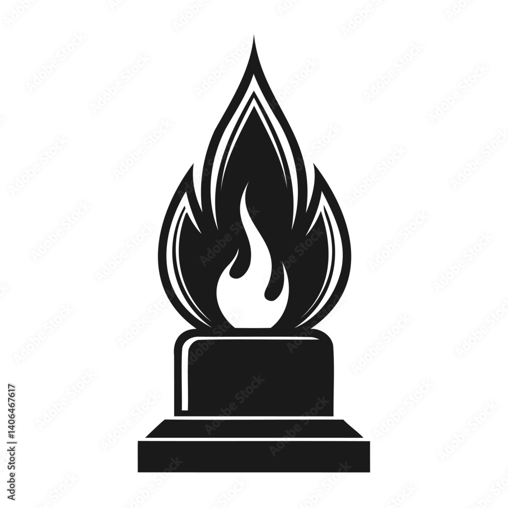 Fototapeta premium Eternal Flame Tribute silhouette vector on white background