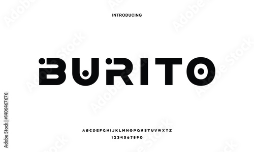 Modern Bold Font with dot. Regular  and Number Typography urban style alphabet fonts for fashion, sport, technology, digital, movie, logo design, vector illustration