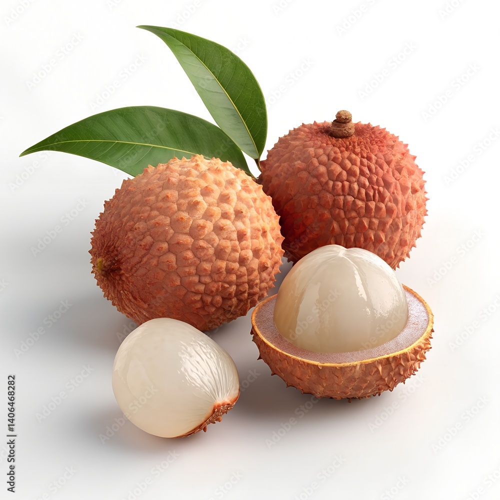 Lychee and Longan fruits, whole and peeled, hyper-realistic texture, detailed skin and juicy flesh, high-resolution studio lighting Lychee and Longan fruits, whole and peeled, hyper-realistic texture, detailed skin and juicy flesh, high-resolution studio lighting