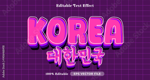 korea 3d logo template editable text effect style