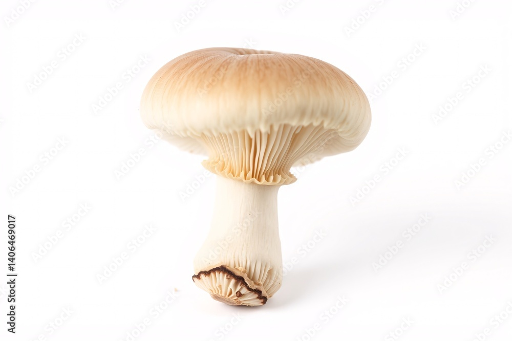 Fresh Mushroom with Light Cap Isolated on White Background Fresh Mushroom with Light Cap Isolated on White Background