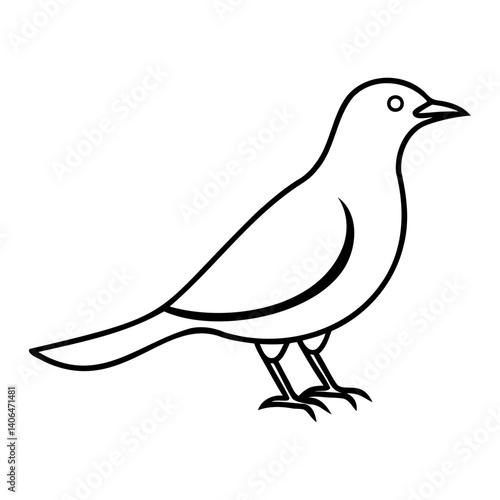 Simple and Elegant Myna Bird Silhouette Vector Line Art Design