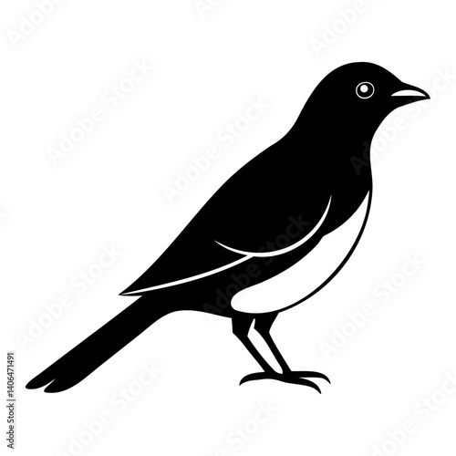 Myna Bird Outline Vector Isolated Black Silhouette Art on Transparent Background