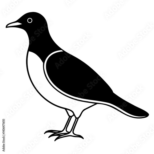Elegant Myna Bird Silhouette Vector: Line Art Design on Transparent Background