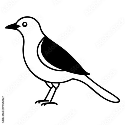 Line art Myna Bird vector black silhouette isolated on transparent background