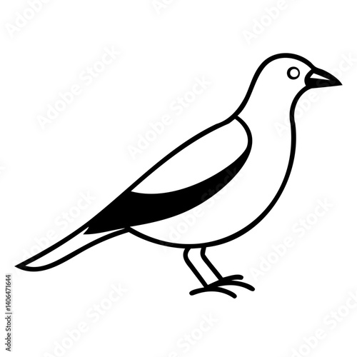 Line art Myna Bird vector black silhouette isolated on transparent background