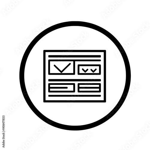 Outlined icon of a survey form with checkboxes and text layout representing online polls and feedback collection