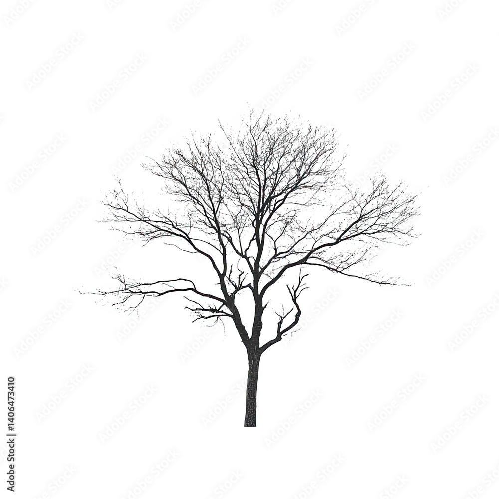 Obraz premium White Snowy Tree on Black Background