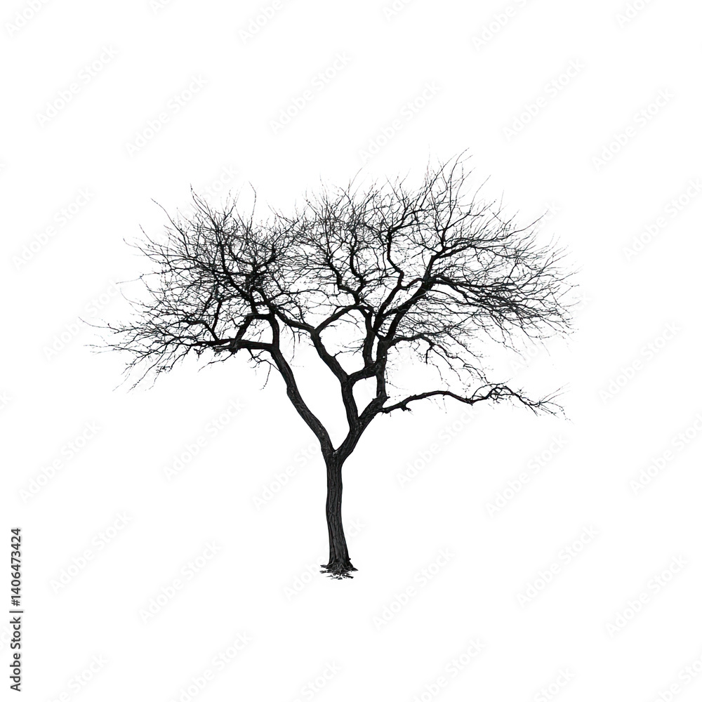 Obraz premium White Tree Branches Isolated on Black Background