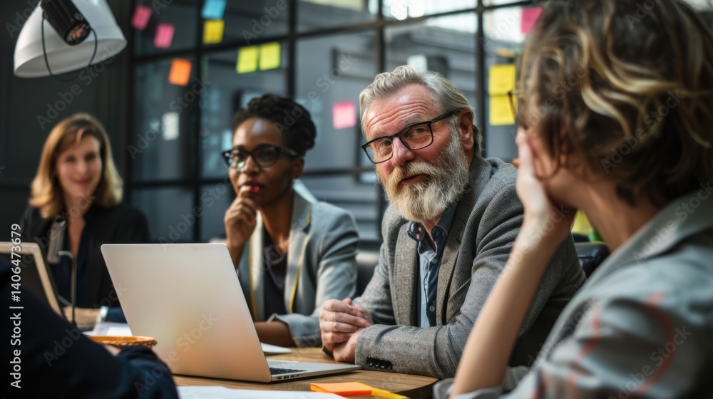 Fototapeta premium A business team and manager having a meeting together.