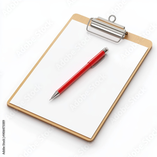 Wallpaper Mural Blank Clipboard and Red Pen on White Background for Business Use Torontodigital.ca
